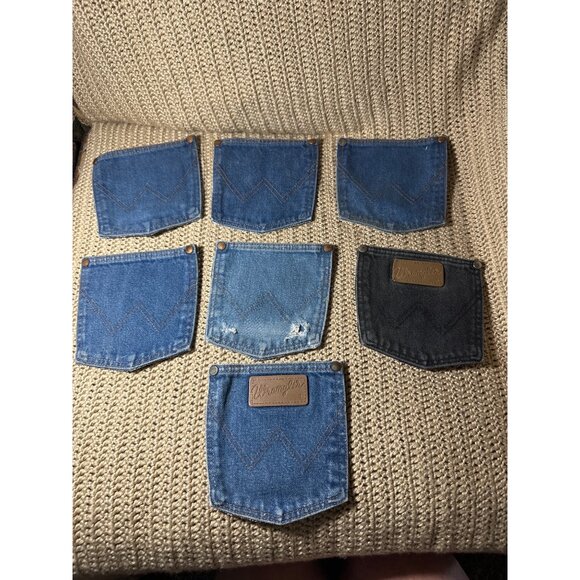 Vintage Denim Jean Pockets Lot Of 16 For Crafting & Sewing Projects Asst Shades - Picture 4 of 7